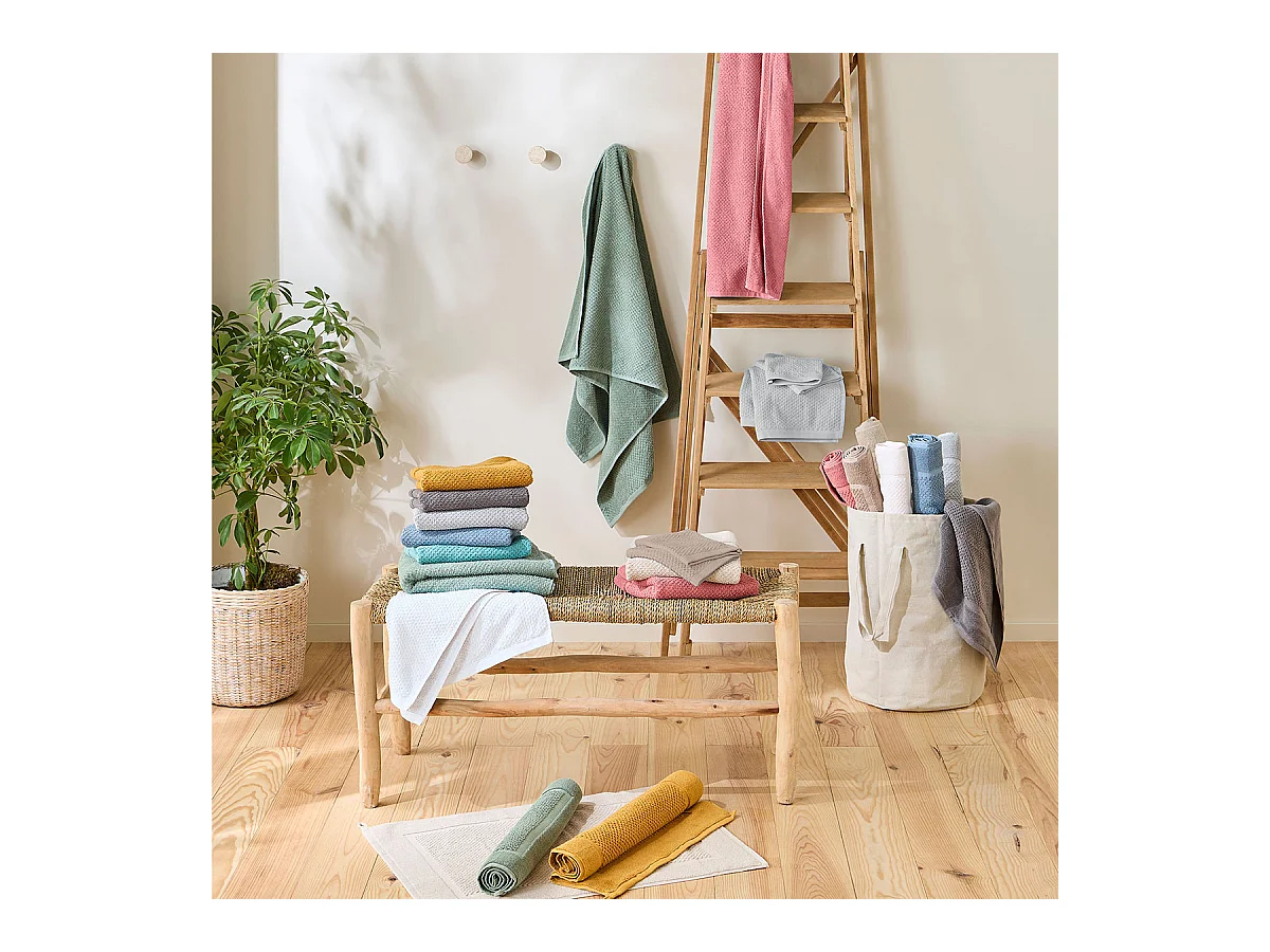 Lot 2 serviettes de toilette 50x90 coton éponge