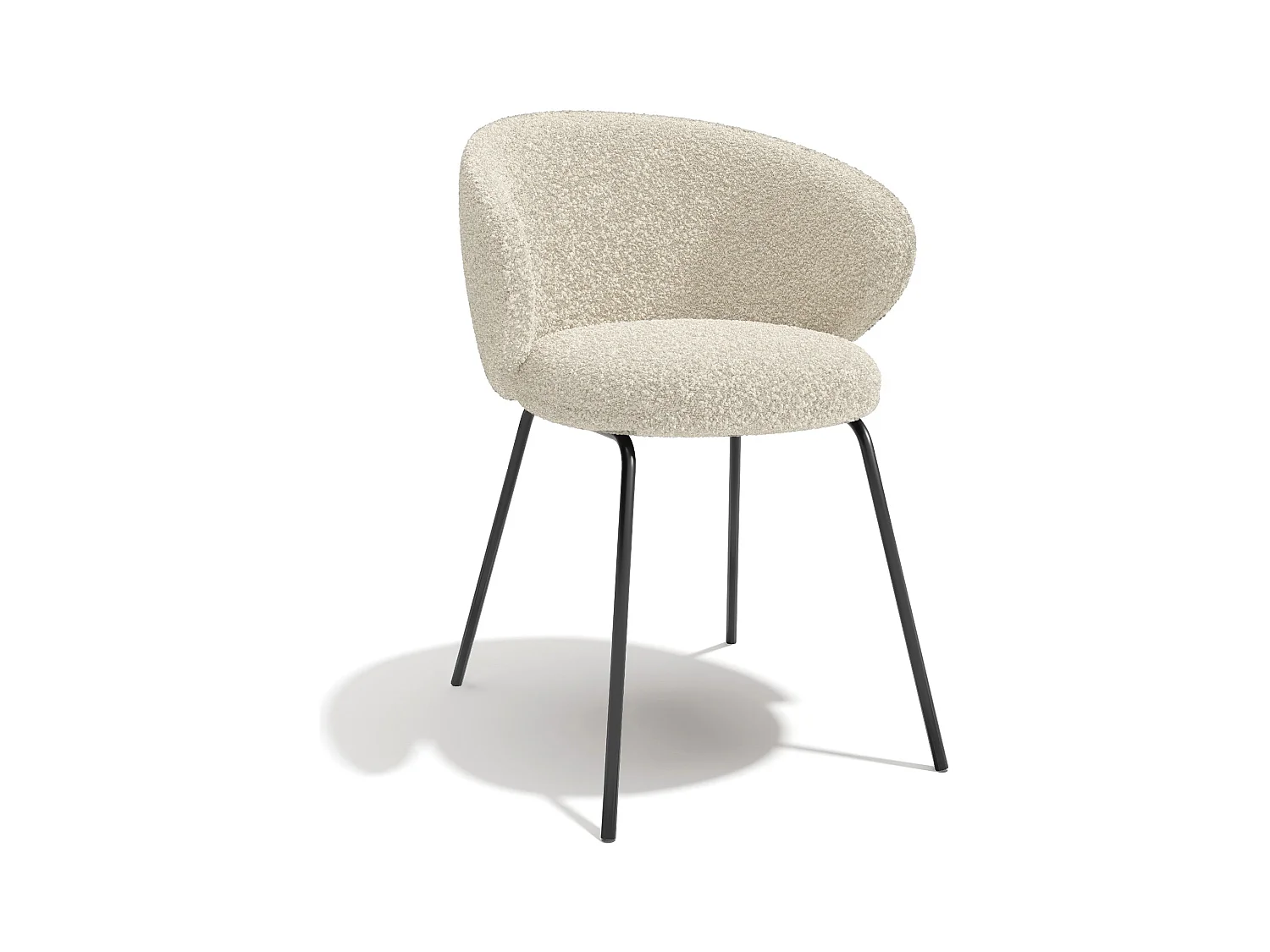 Lot de 2 chaises bouclette crème et pieds noirs LUNA