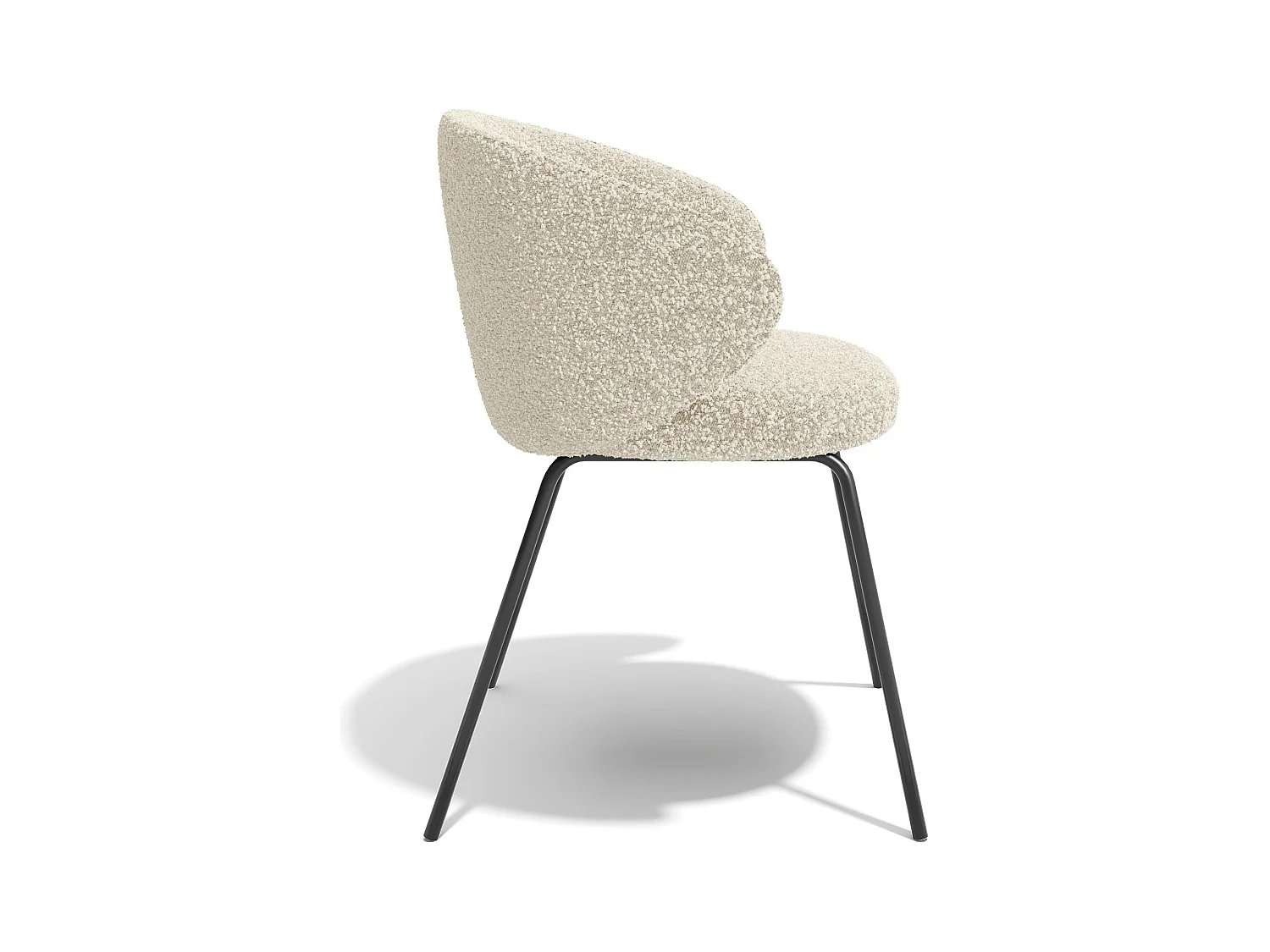 Lot de 2 chaises bouclette crème et pieds noirs LUNA