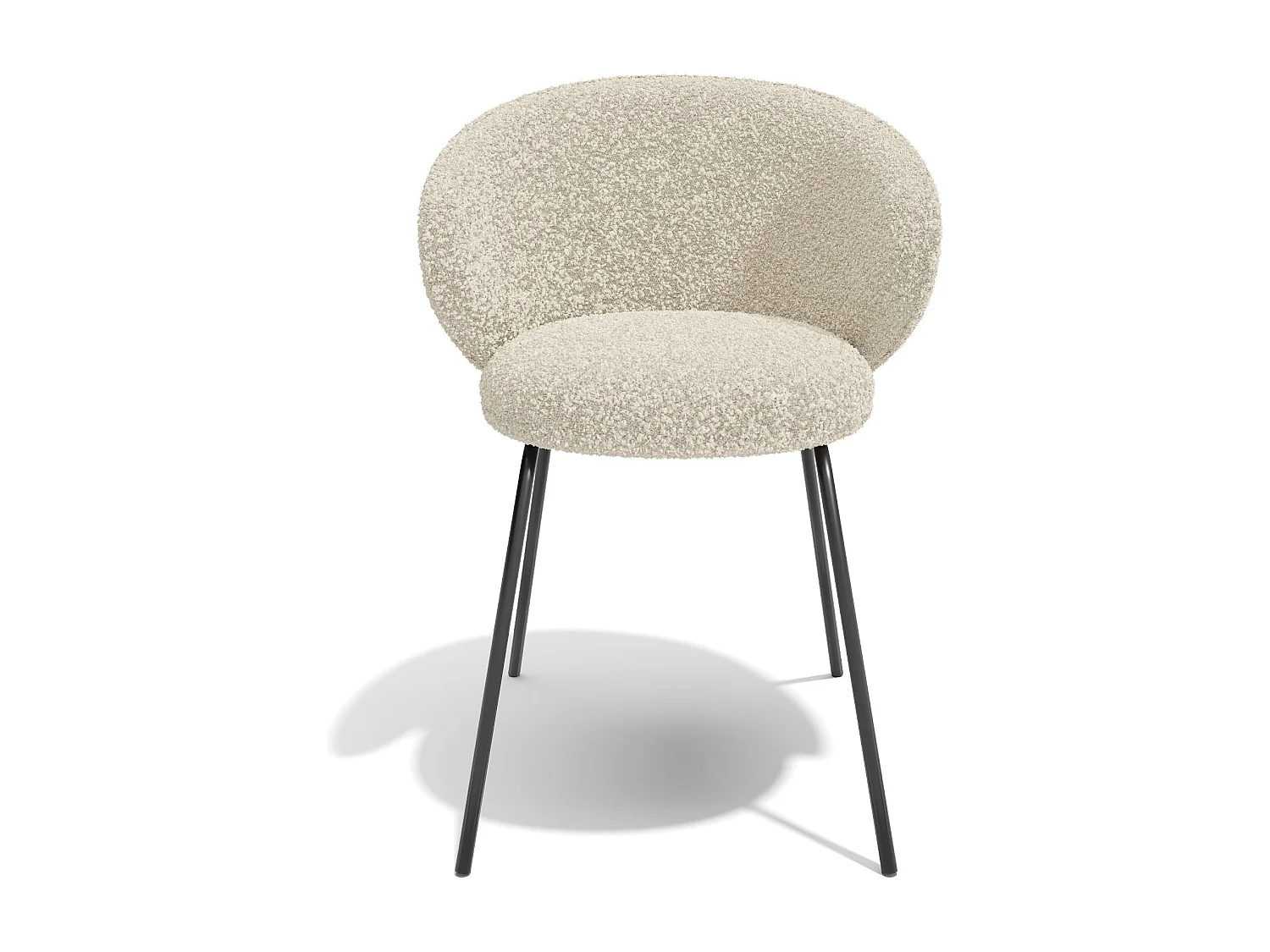 Lot de 2 chaises bouclette crème et pieds noirs LUNA