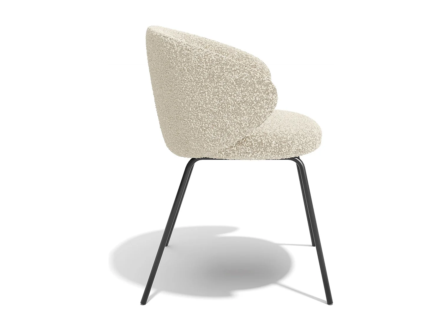 Lot de 2 chaises bouclette crème et pieds noirs LUNA