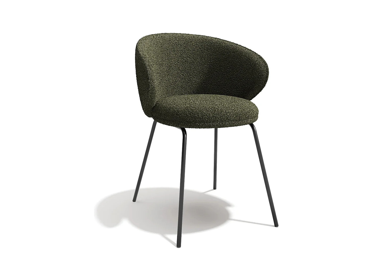 Lot de 2 chaises bouclette kaki et pieds noirs LUNA