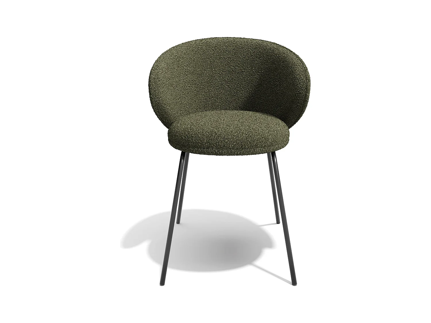 Lot de 2 chaises bouclette kaki et pieds noirs LUNA