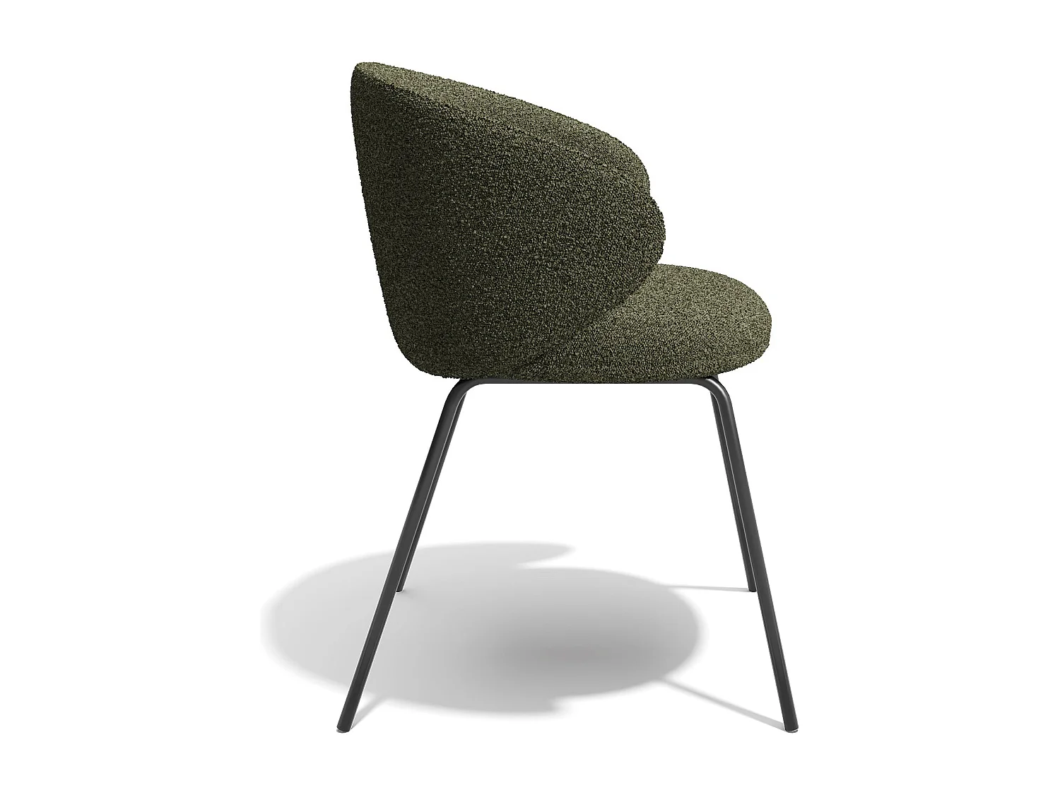 Lot de 2 chaises bouclette kaki et pieds noirs LUNA