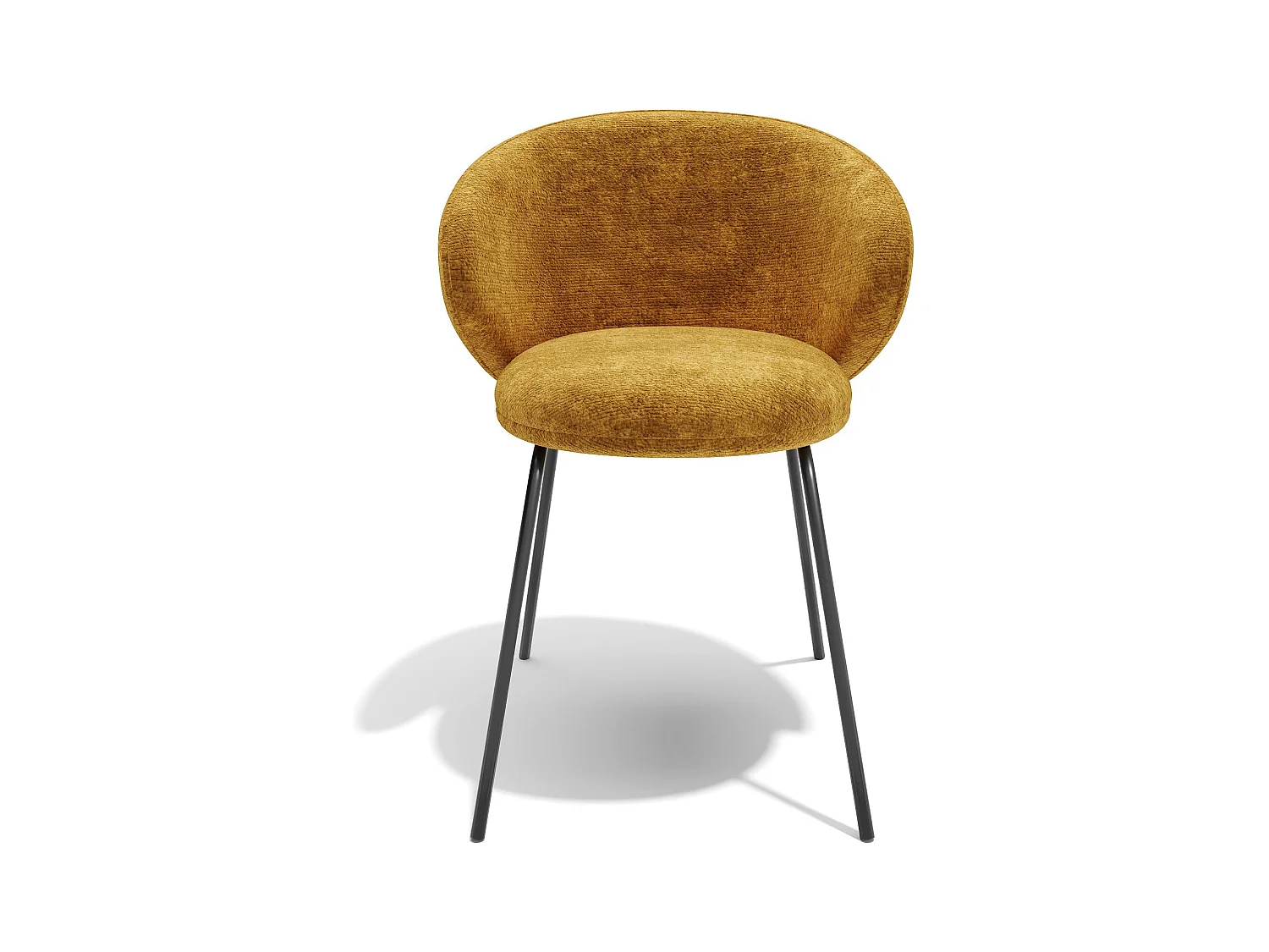 Lot de 2 chaises velours texturé moutarde et pieds noirs LUNA