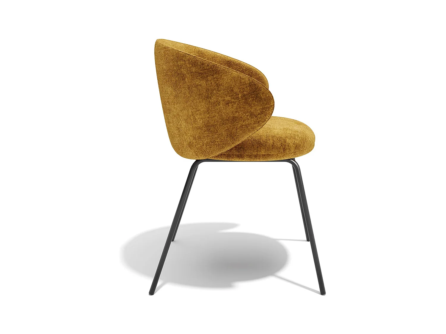 Lot de 2 chaises velours texturé moutarde et pieds noirs LUNA