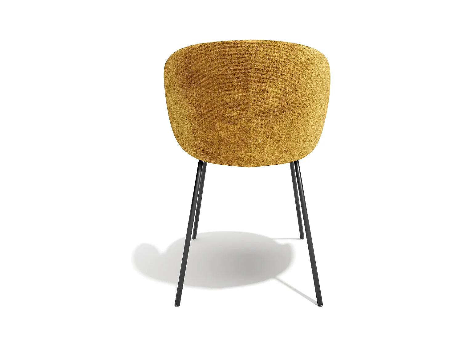 Lot de 2 chaises velours texturé moutarde et pieds noirs LUNA