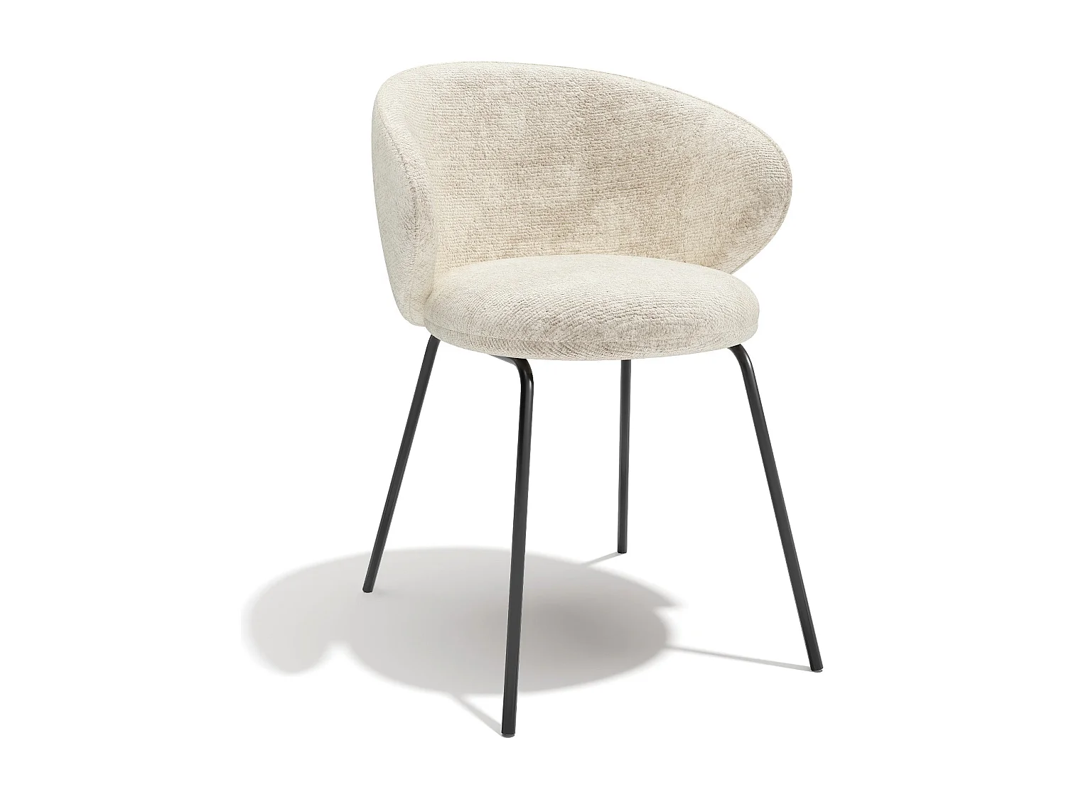 Lot de 2 chaises velours texturé crème et pieds noirs LUNA