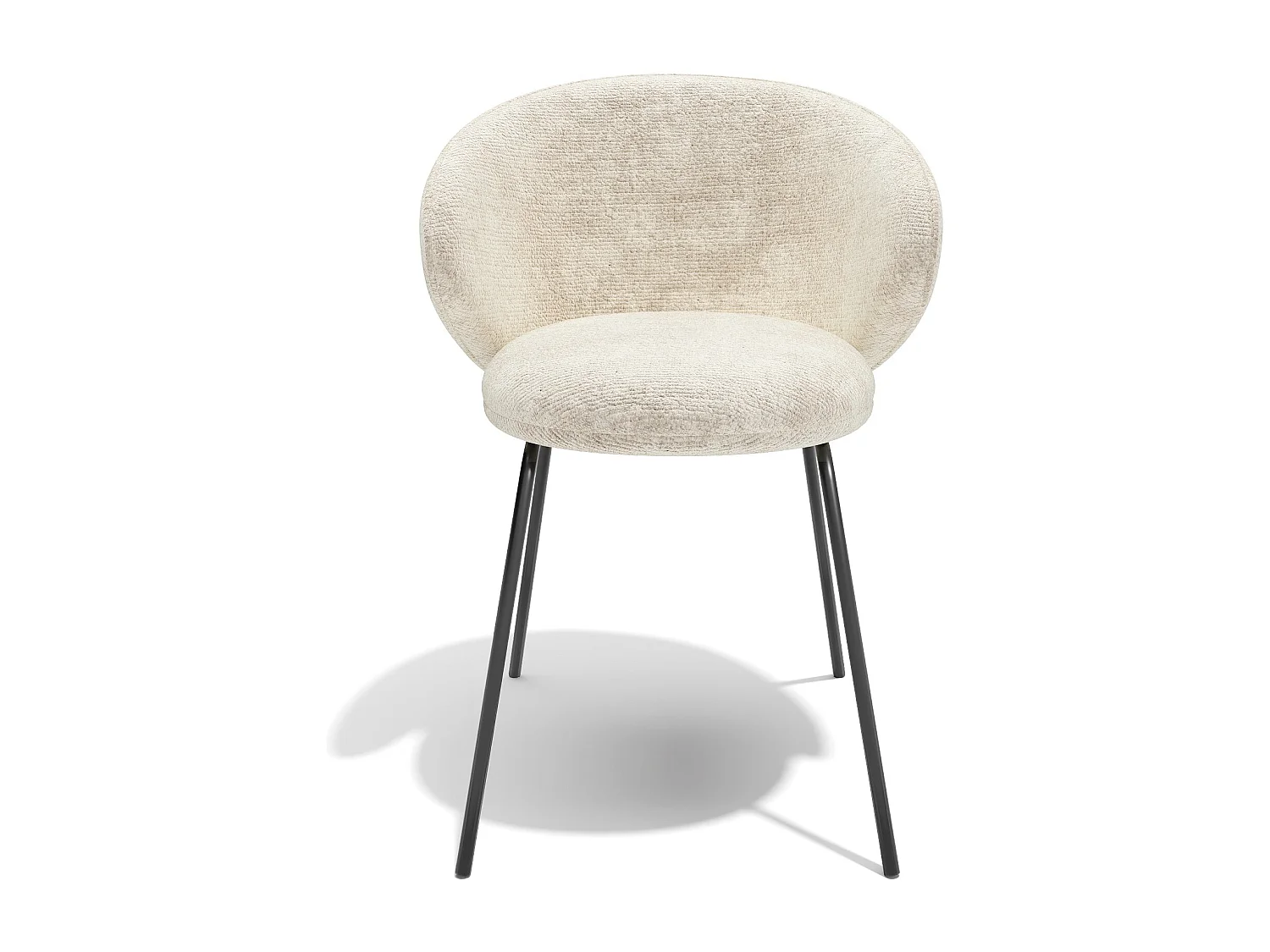 Lot de 2 chaises velours texturé crème et pieds noirs LUNA