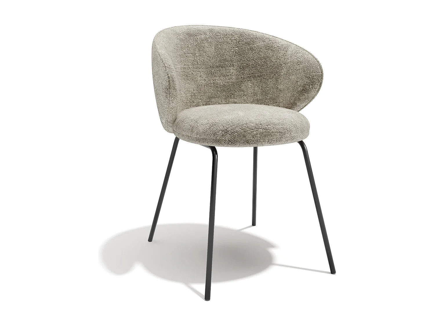 Lot de 2 chaises velours texturé taupe et pieds noirs LUNA