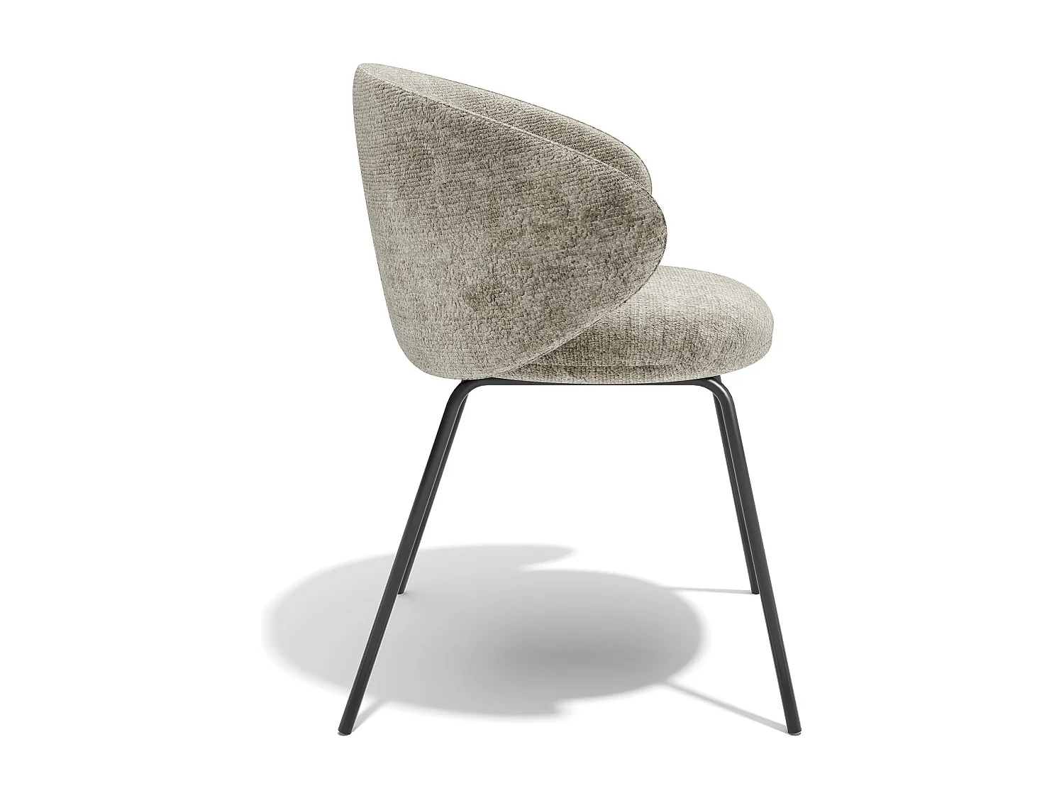 Lot de 2 chaises velours texturé taupe et pieds noirs LUNA