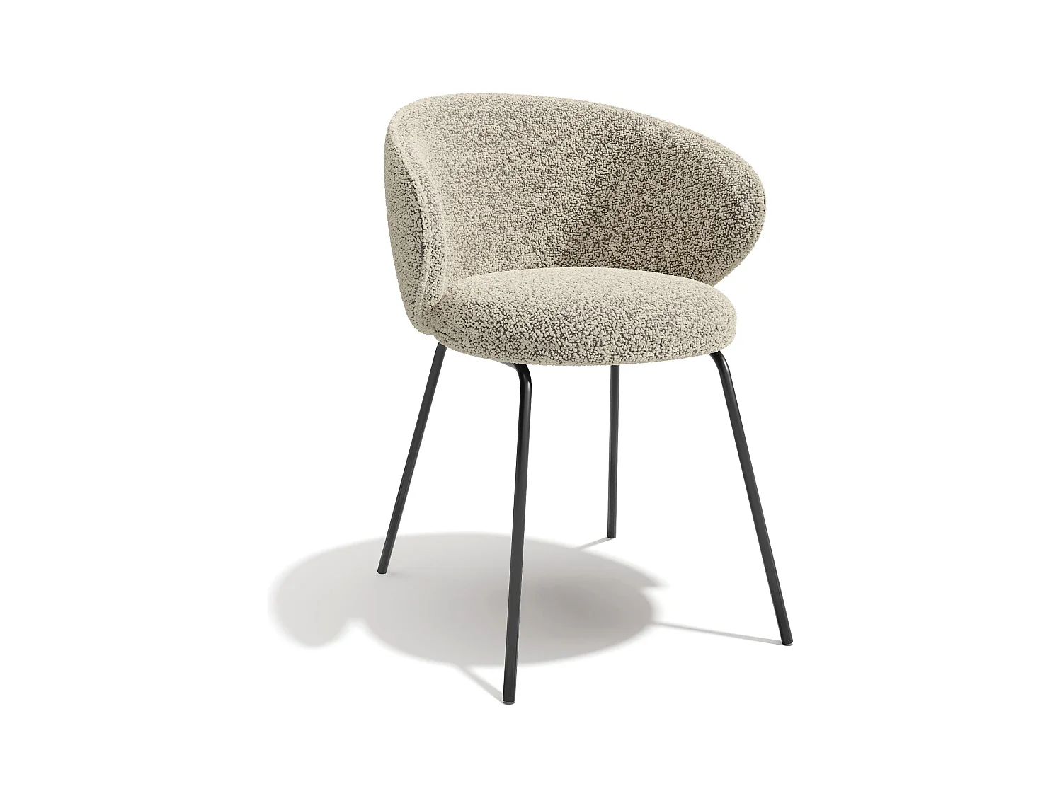 Lot de 2 chaises bouclette beige et pieds noirs LUNA