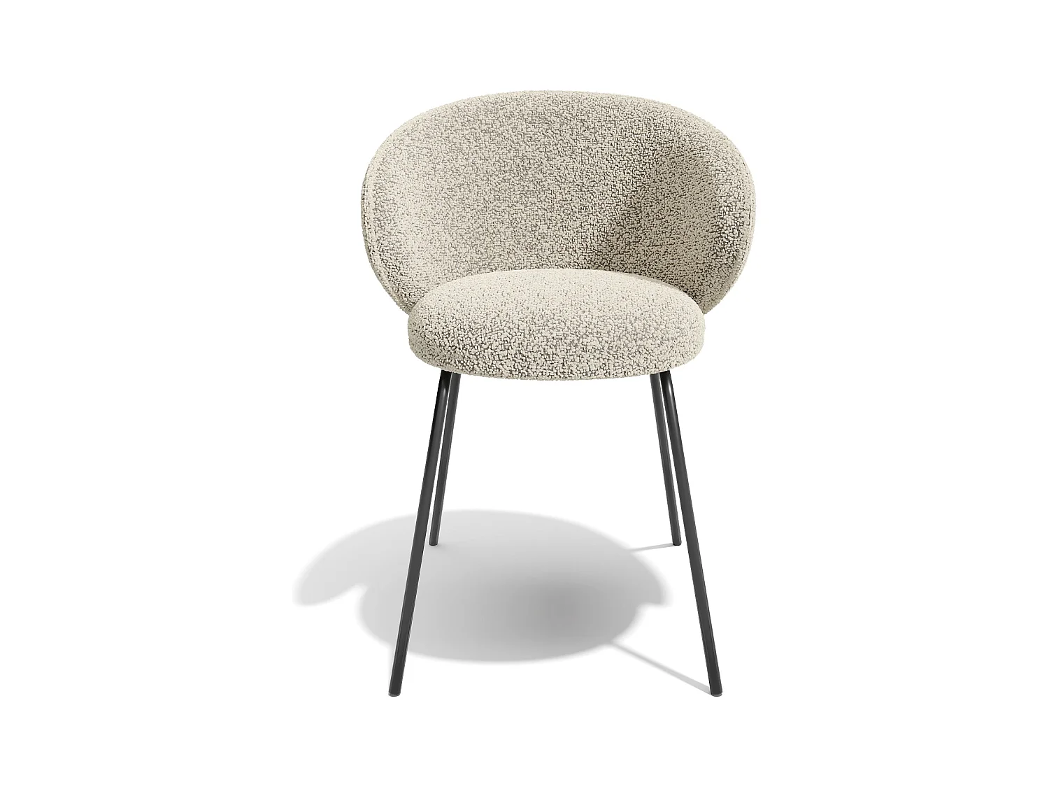 Lot de 2 chaises bouclette beige et pieds noirs LUNA