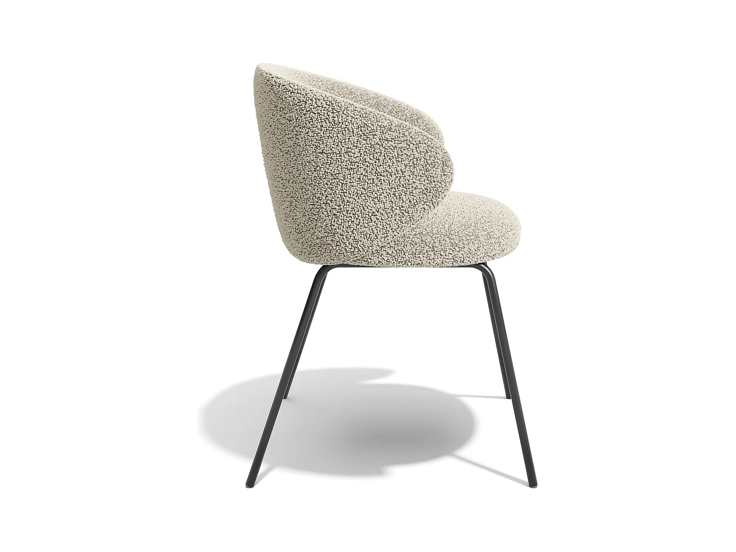 Lot de 2 chaises bouclette beige et pieds noirs LUNA