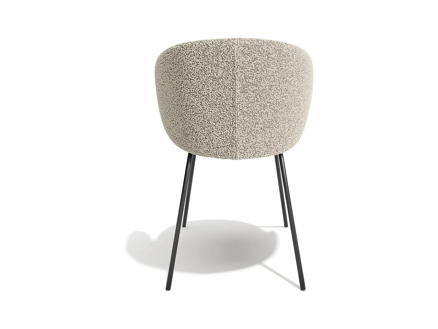 Lot de 2 chaises bouclette beige et pieds noirs LUNA