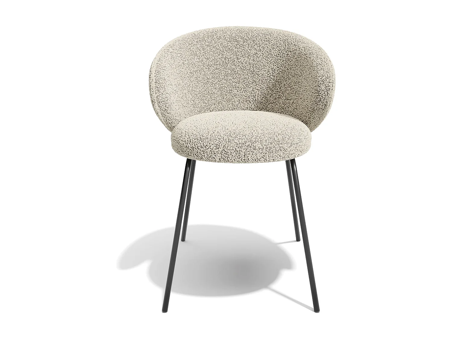 Lot de 2 chaises bouclette beige et pieds noirs LUNA