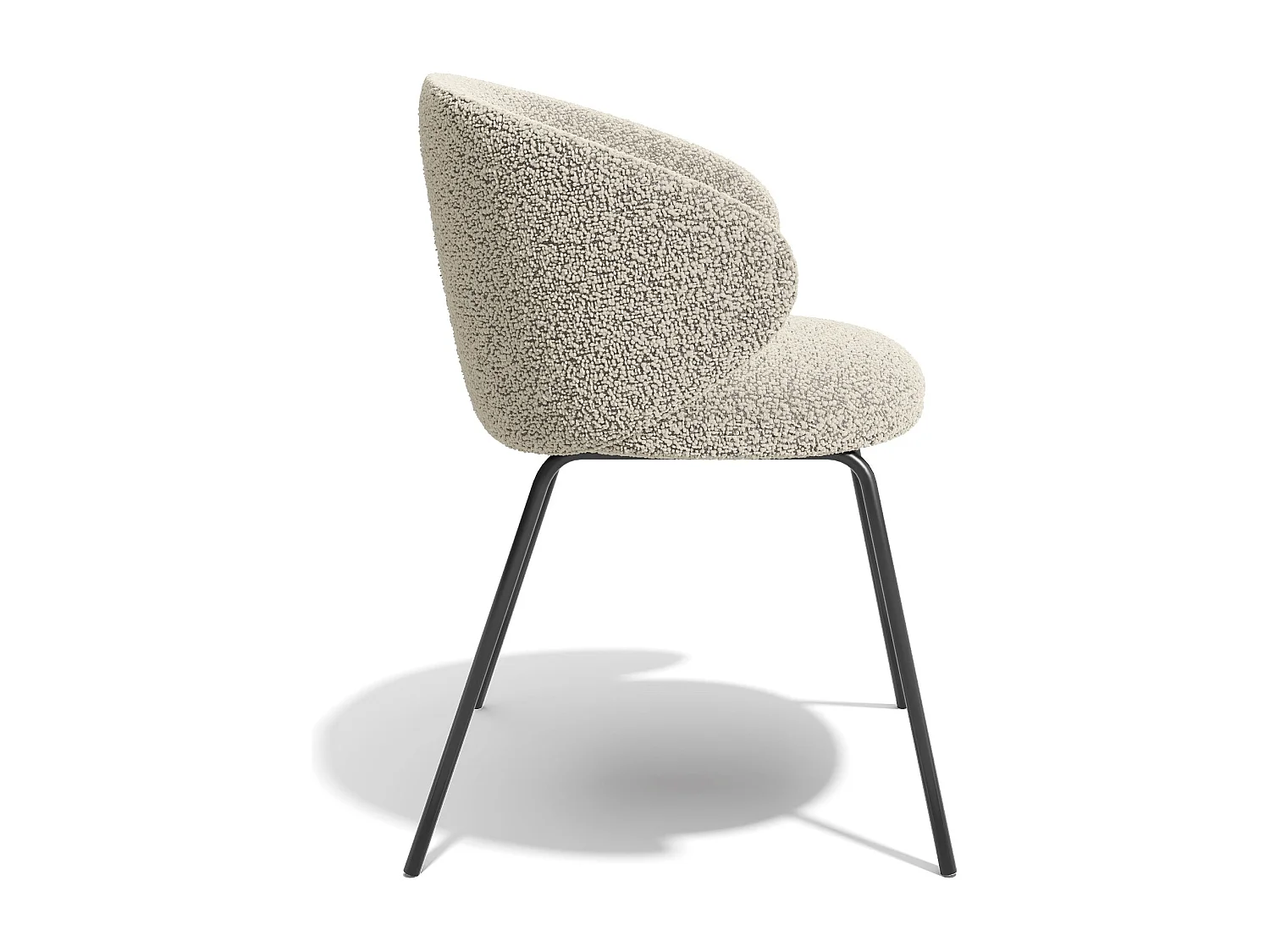 Lot de 2 chaises bouclette beige et pieds noirs LUNA