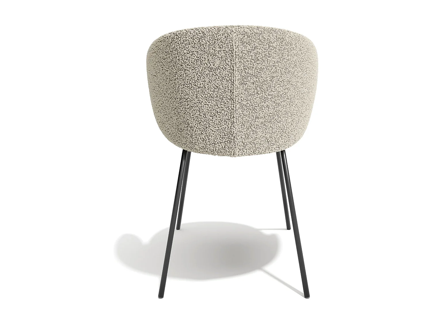 Lot de 2 chaises bouclette beige et pieds noirs LUNA