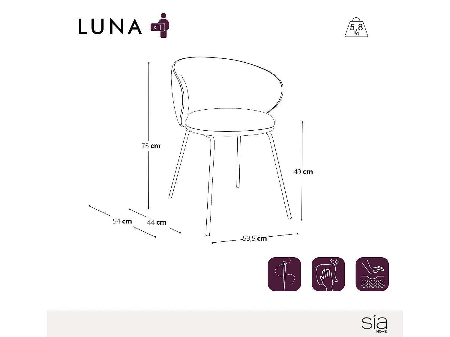 Lot de 2 chaises velours texturé terracotta et pieds noirs LUNA