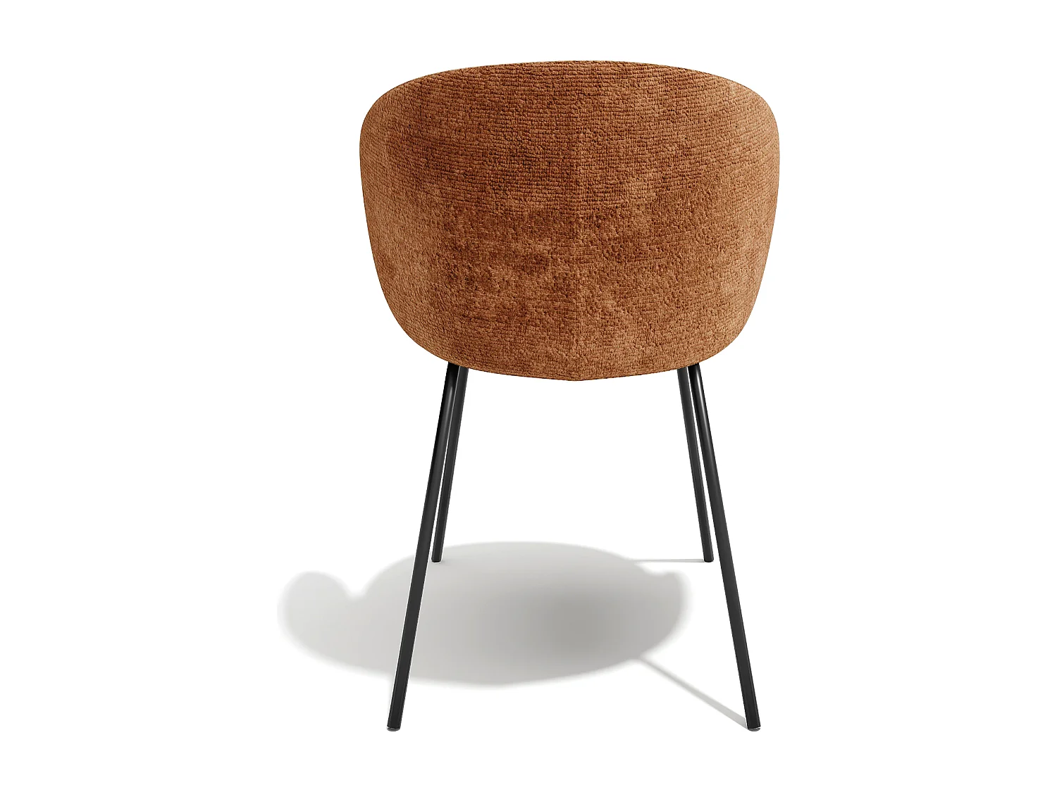 Lot de 2 chaises velours texturé terracotta et pieds noirs LUNA