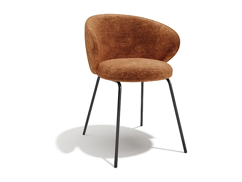 Lot de 2 chaises velours texturé terracotta et pieds noirs LUNA