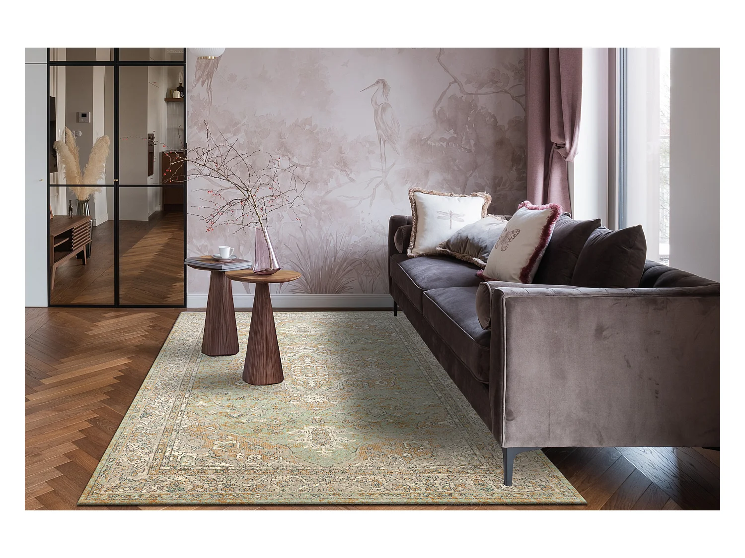 Tapis en laine SOHO 477.01.LA402 OSTA - Ornement, rougette, naturel ve 160x240 cm