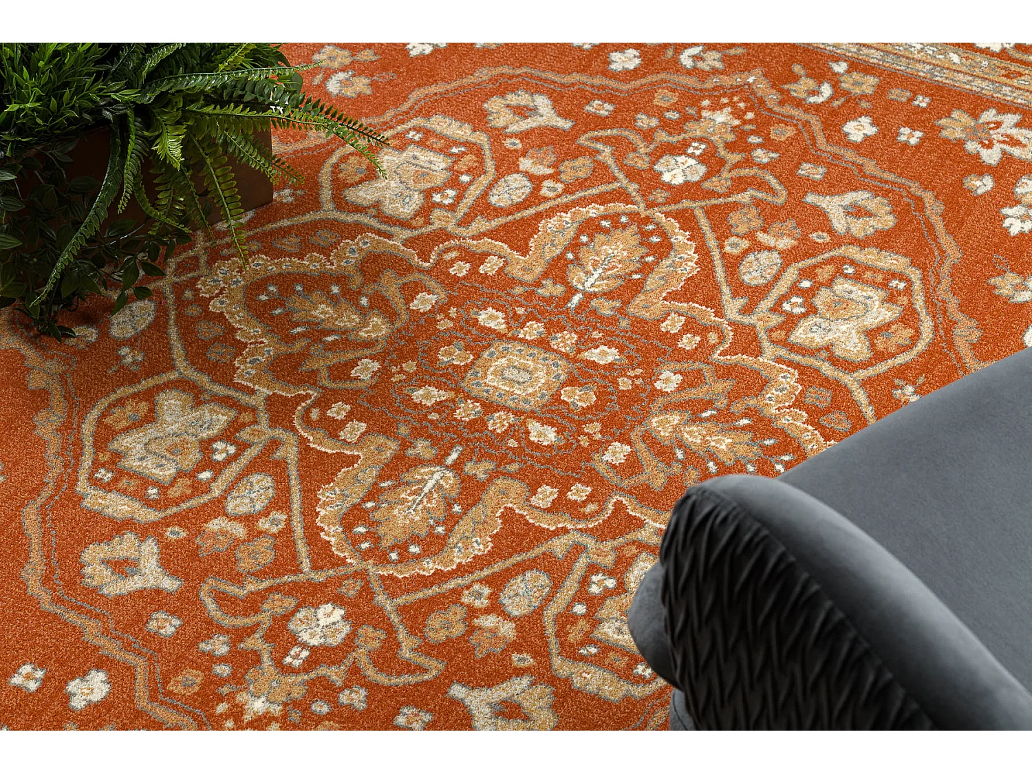 Tappeto in lana SOHO 477.01.LA301 OSTA Ornamento, cornice naturale ter 200x300 cm