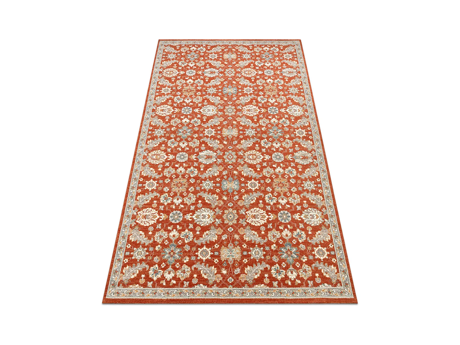 Tapis en laine SOHO 477.07.LA300 OSTA - Fleurs, cadre, naturel terre c 200x300 cm