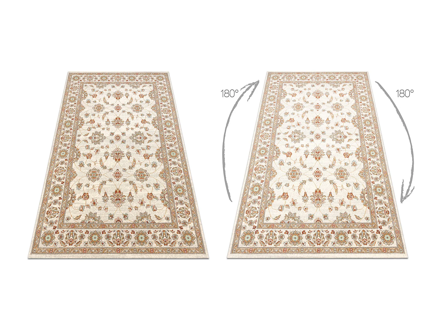 Tapis en laine SOHO 477.15.LA102 OSTA Ornement, cadre naturel beige 135x200 cm