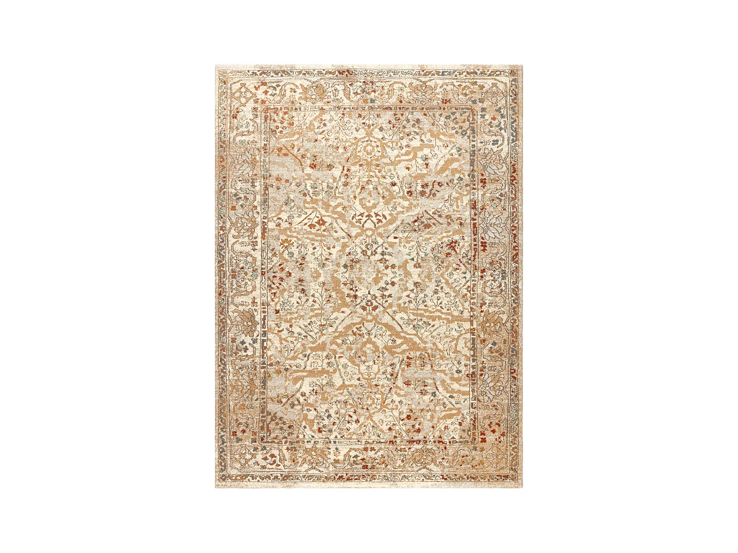 Tapis en laine SOHO 477.04.LA110 OSTA - Fleurs, cadre, naturel beige / 200x300 cm
