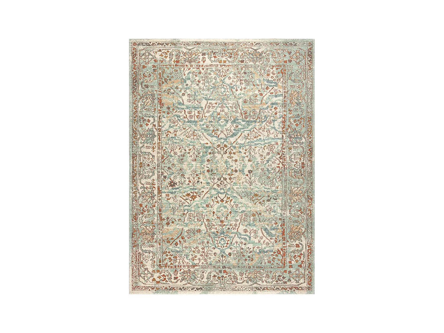 Tapis en laine SOHO 477.04.LA400 OSTA - Ornement, cadre, naturel vert  200x300 cm