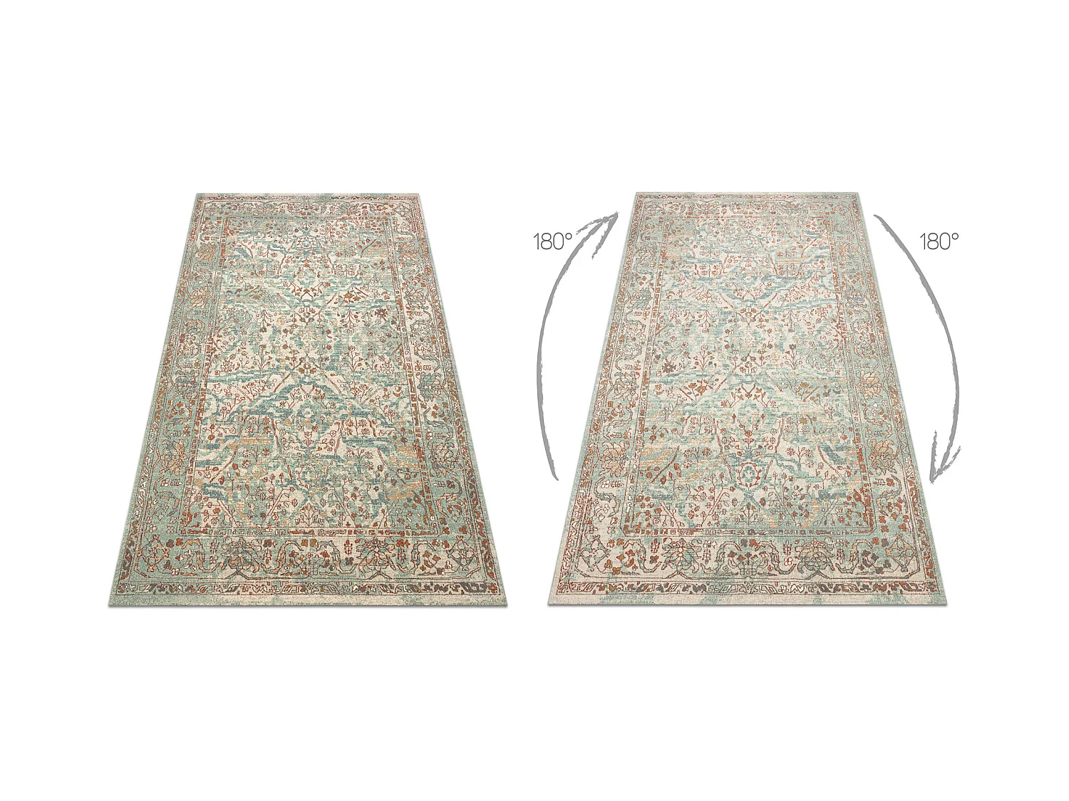 Tapis en laine SOHO 477.04.LA400 OSTA - Ornement, cadre, naturel vert  200x300 cm