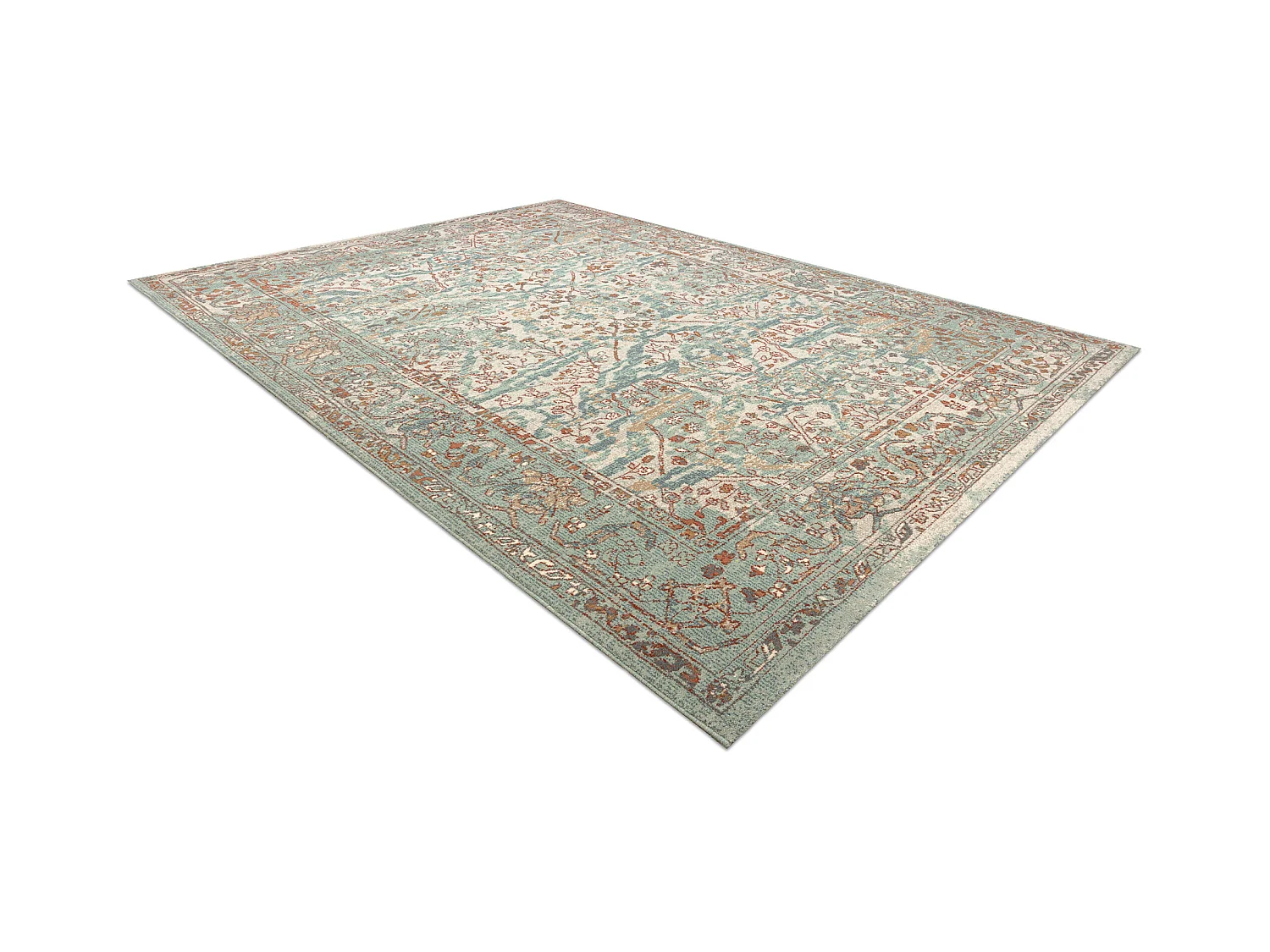 Tapis en laine SOHO 477.04.LA400 OSTA - Ornement, cadre, naturel vert  200x300 cm
