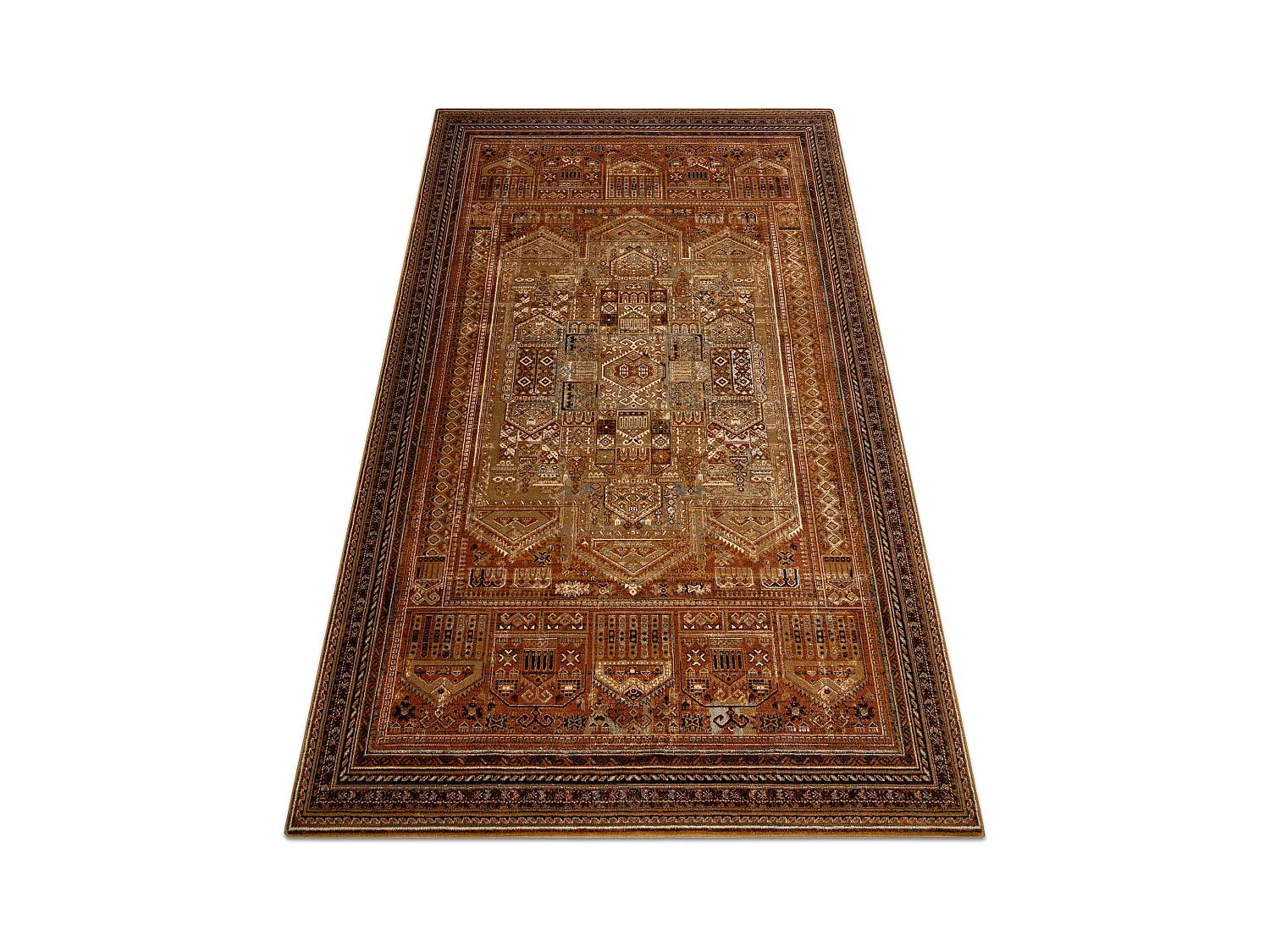 Tapis en laine OMEGA SIRAN oriental laiton marron 235x350 cm