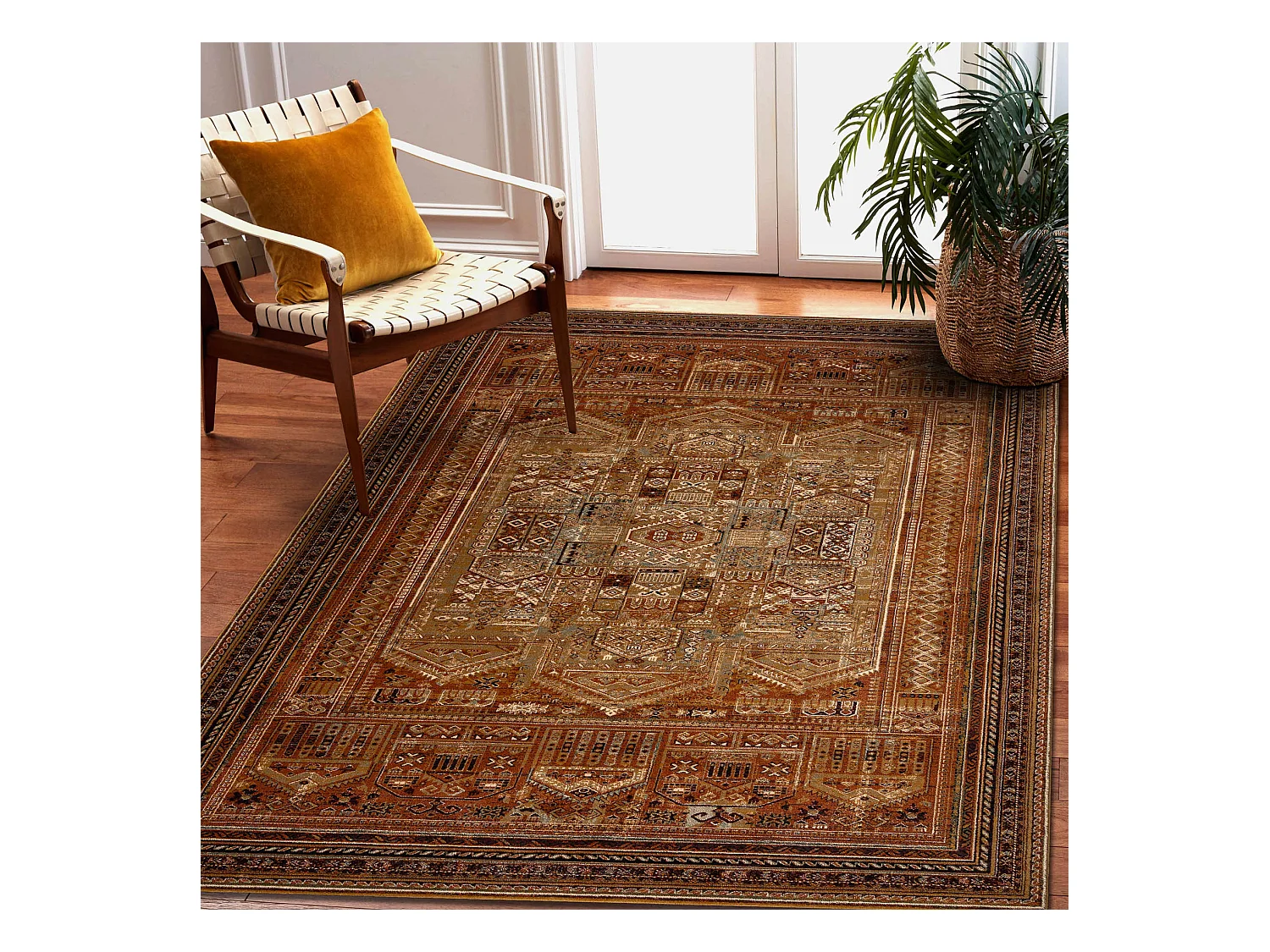 Tapis en laine OMEGA SIRAN oriental laiton marron 235x350 cm
