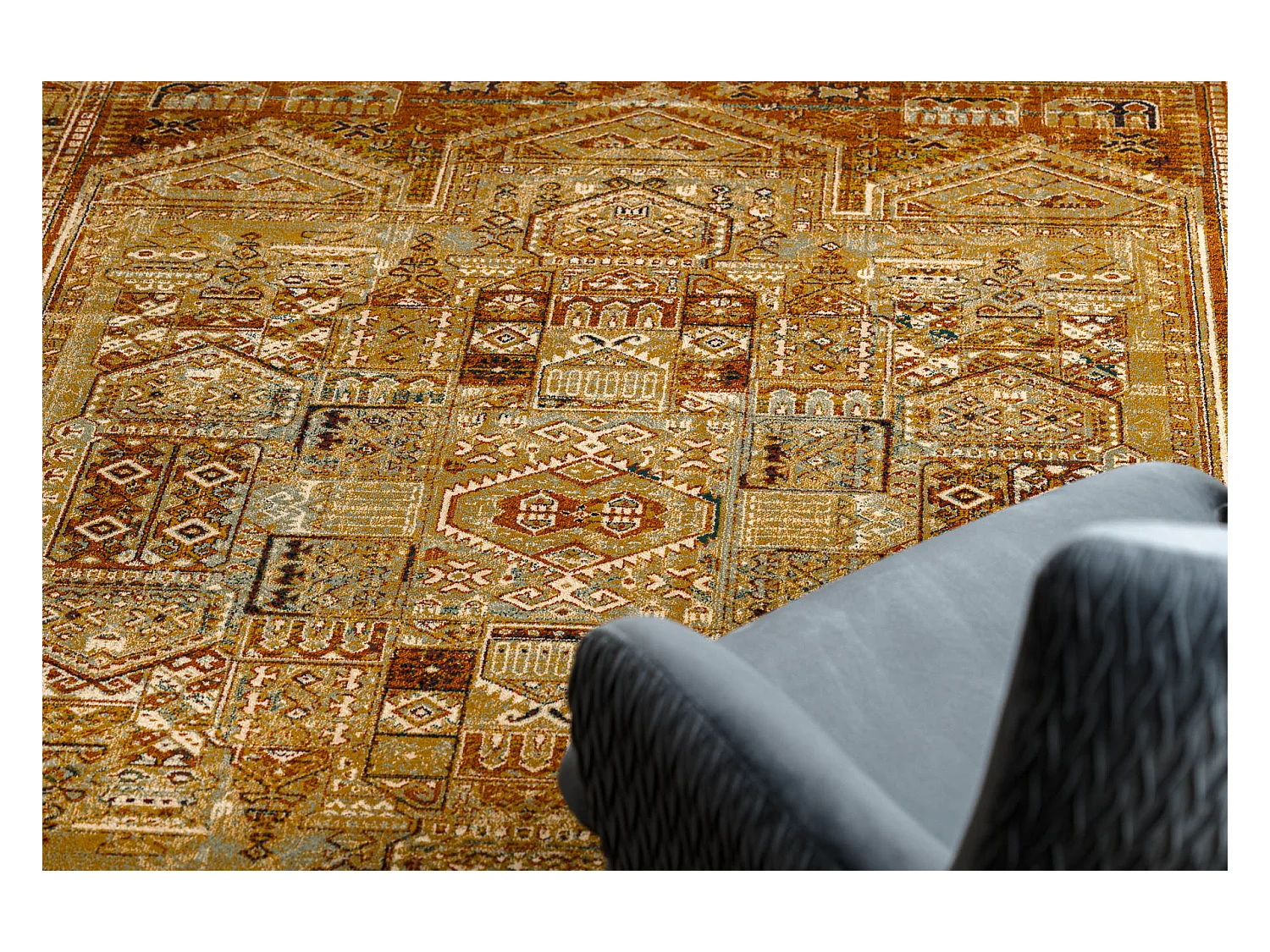 Tapis en laine OMEGA SIRAN oriental laiton marron 235x350 cm