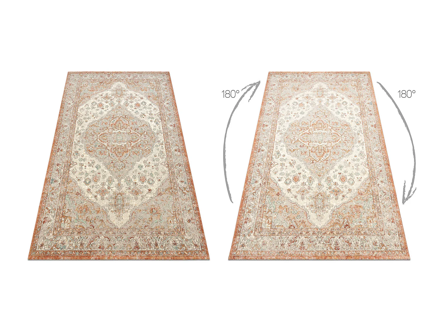 Tappeto in lana SOHO 477.01.LA112 OSTA - Ornamento, rosetta, naturale  67x130 cm