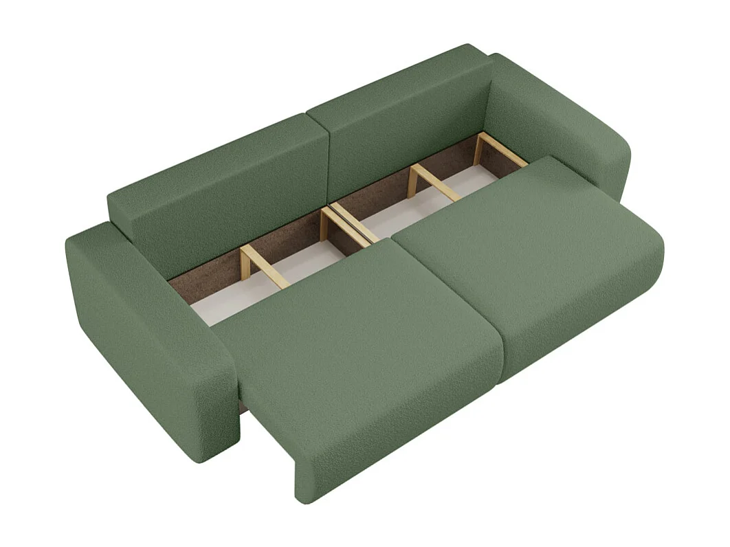 Canapé droit 3 places ALYA convertible en tissu bouclette - Vert