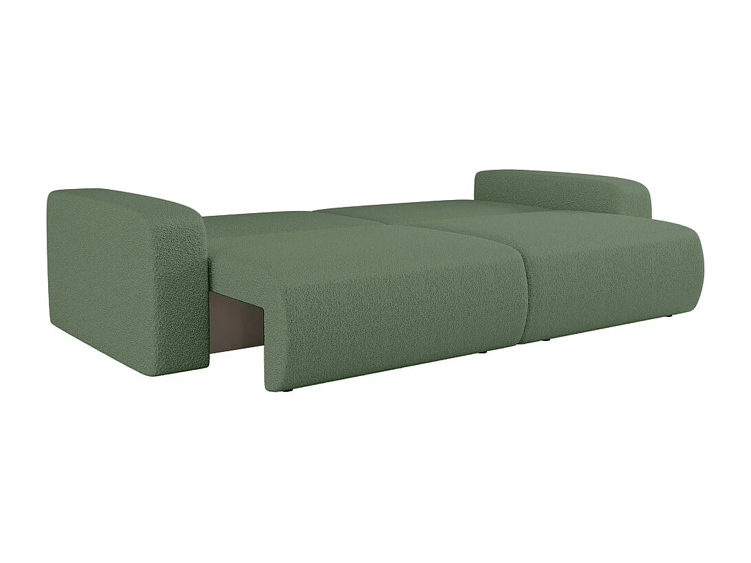 Canapé droit 3 places ALYA convertible en tissu bouclette - Vert