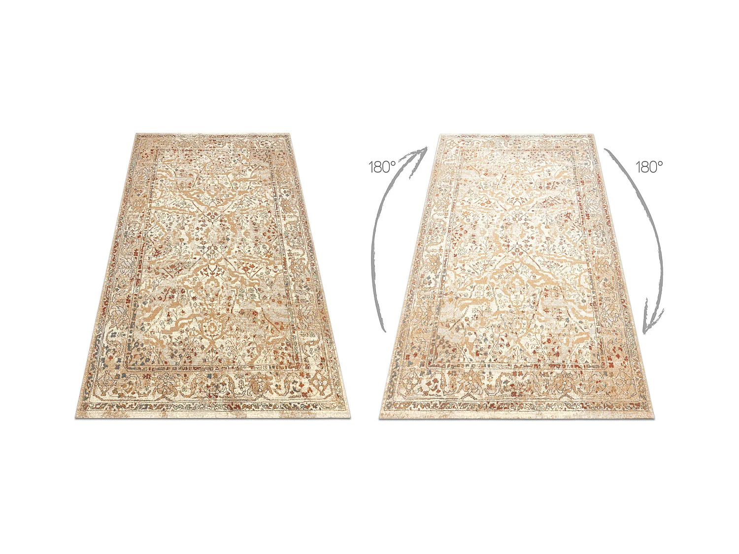 Tapis en laine SOHO 477.04.LA110 OSTA - Fleurs, cadre, naturel beige / 135x200 cm