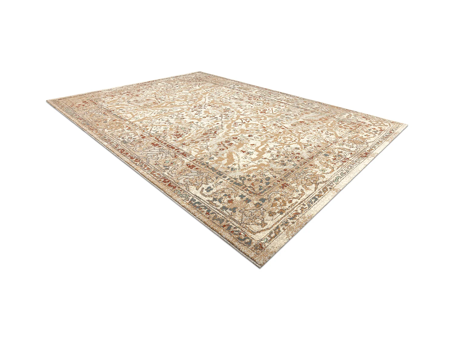 Tapis en laine SOHO 477.04.LA110 OSTA - Fleurs, cadre, naturel beige / 135x200 cm