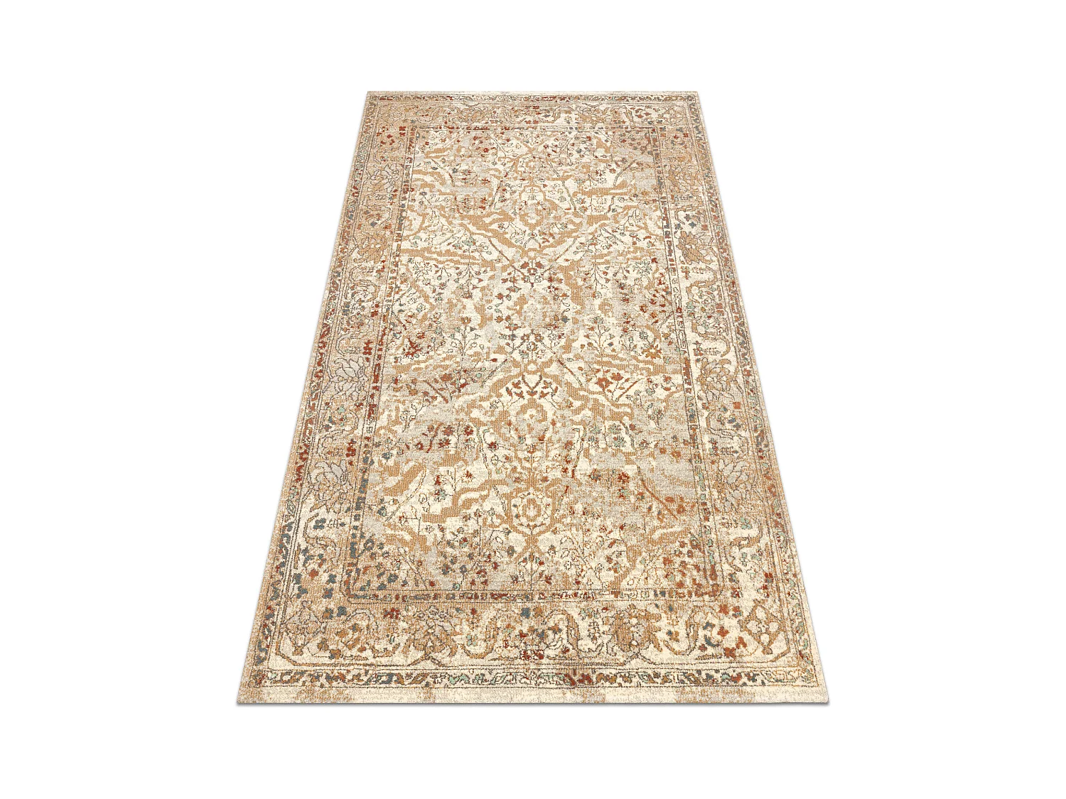 Tapis en laine SOHO 477.04.LA110 OSTA - Fleurs, cadre, naturel beige / 135x200 cm