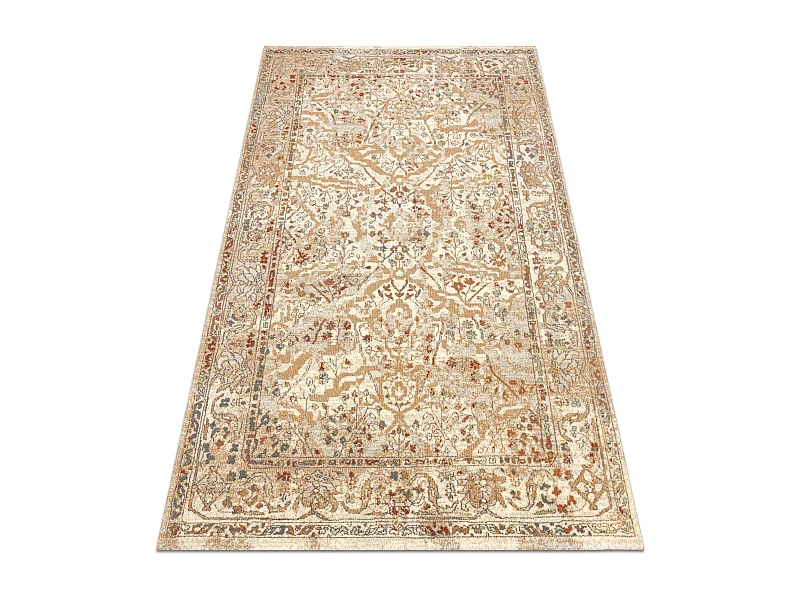Tapis en laine SOHO 477.04.LA110 OSTA - Fleurs, cadre, naturel beige / 135x200 cm