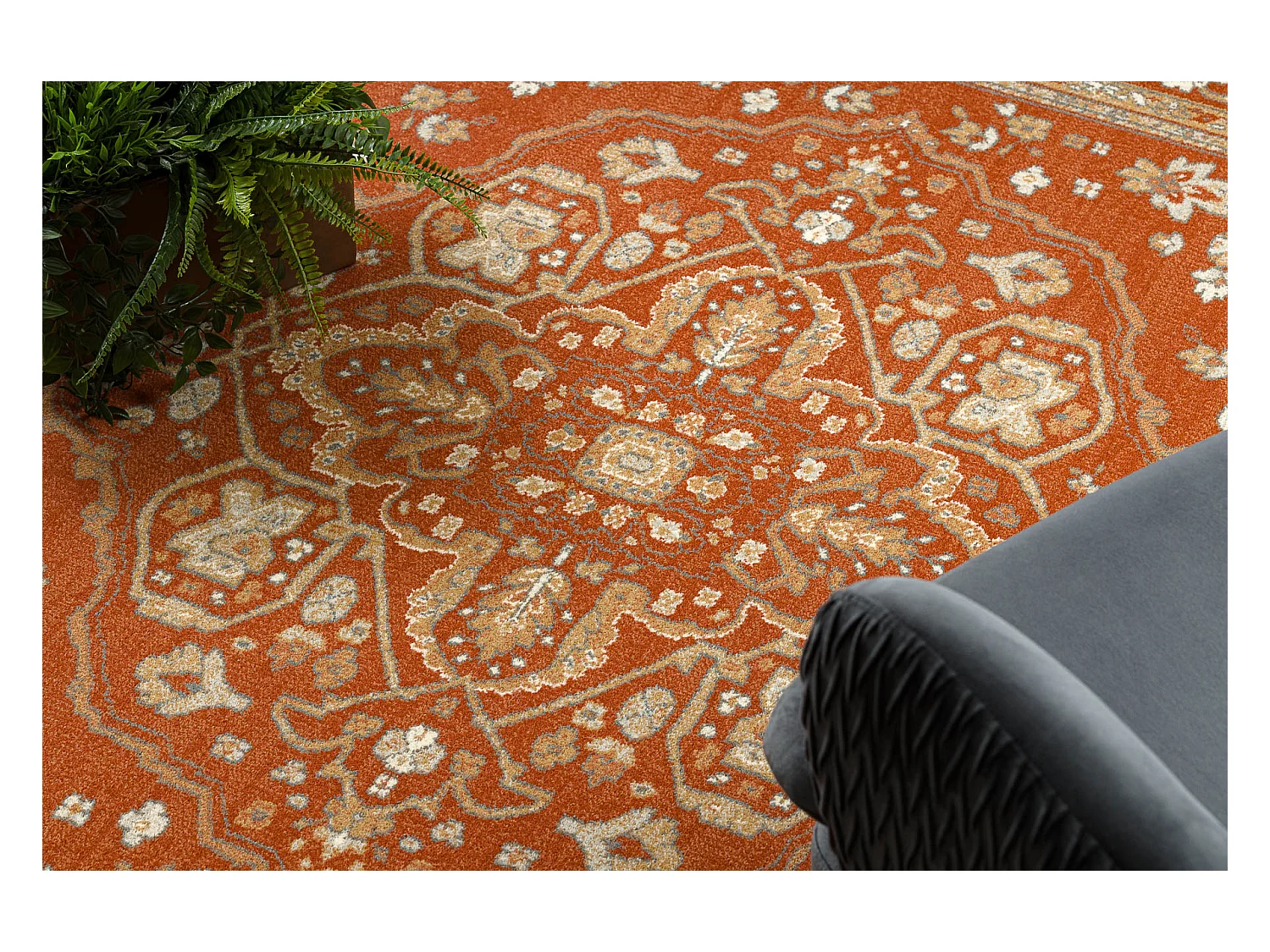 Tapis en laine SOHO 477.01.LA301 OSTA Ornement, cadre naturel terre cu 240x340 cm