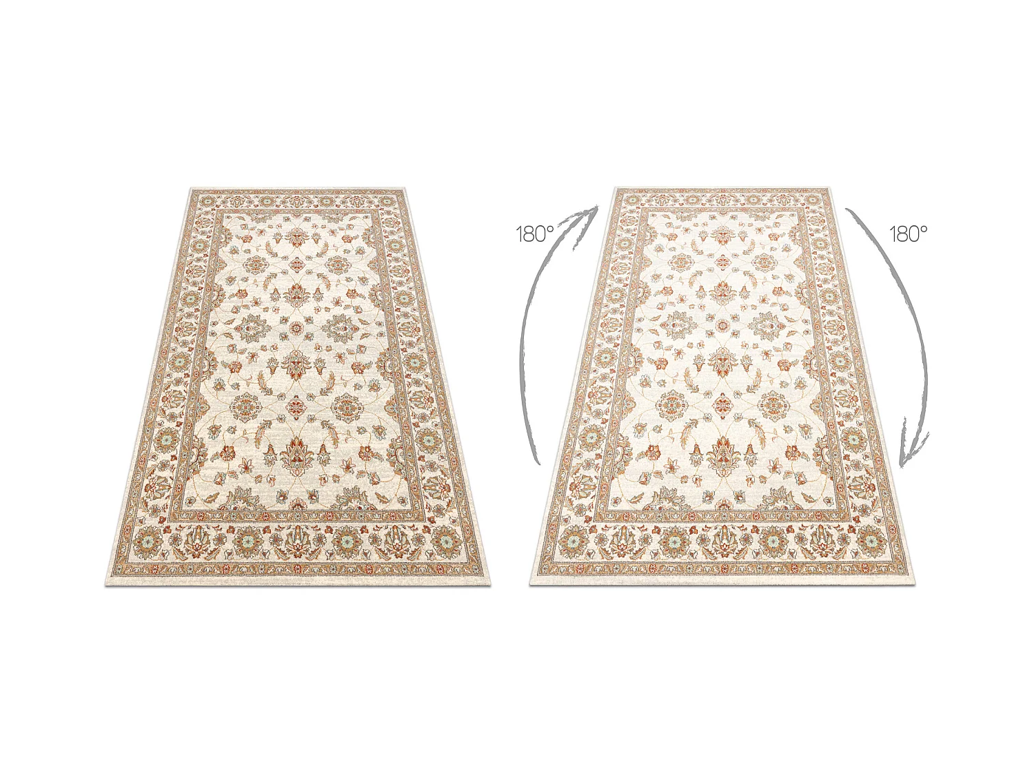 Tapis en laine SOHO 477.15.LA102 OSTA Ornement, cadre naturel beige /  67x130 cm