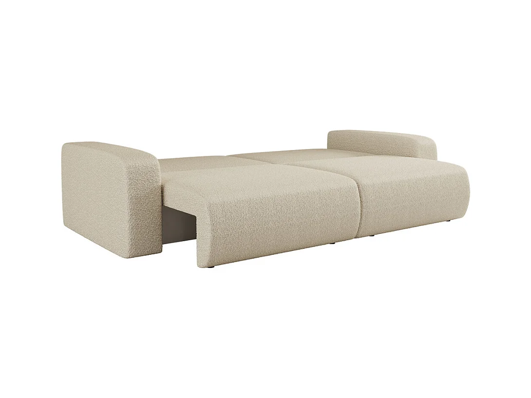 Canapé droit 3 places ALYA convertible en tissu bouclette - Beige