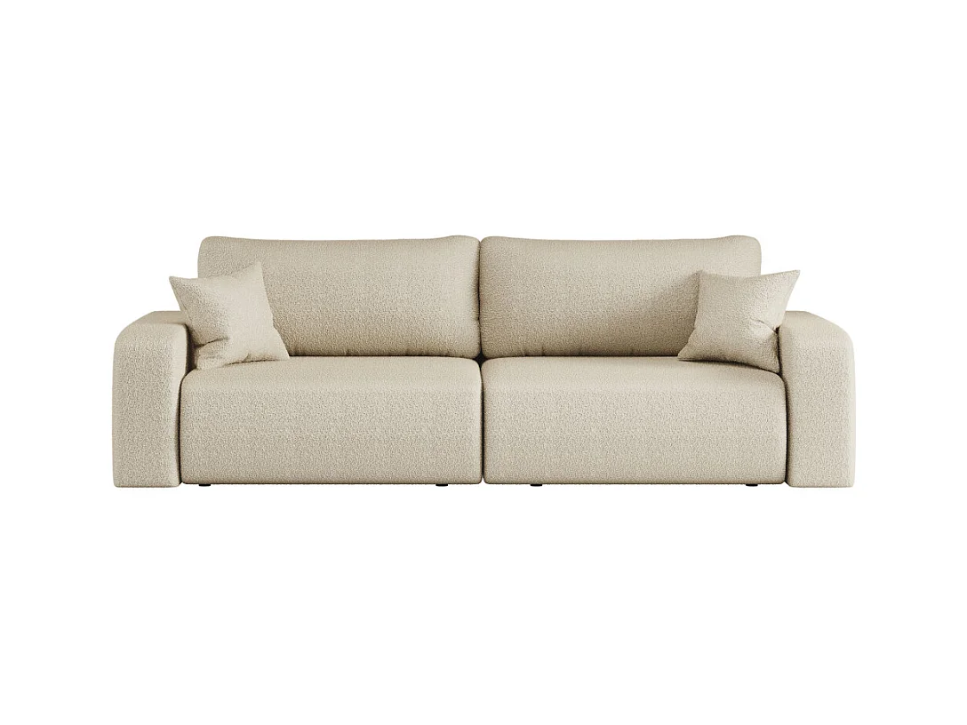 Canapé droit 3 places ALYA convertible en tissu bouclette - Beige