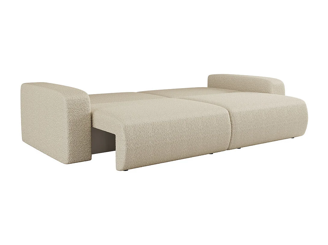 Canapé droit 3 places ALYA convertible en tissu bouclette - Beige