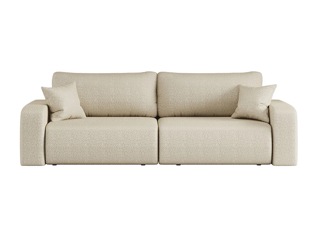 Canapé droit 3 places ALYA convertible en tissu bouclette - Beige