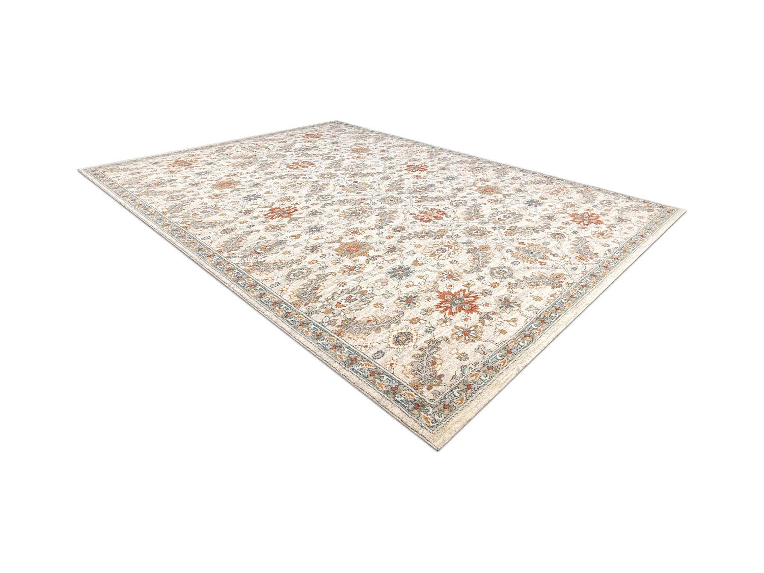 Tapis en laine SOHO 477.07.LA100 OSTA - Fleurs, cadre, naturel beige / 67x130 cm
